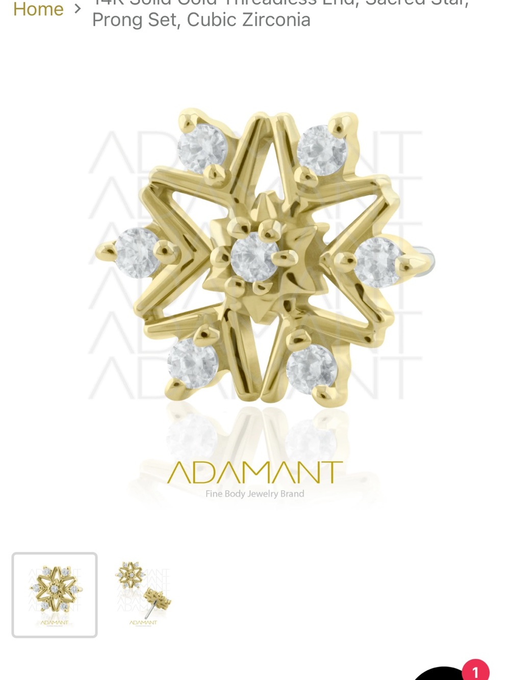 Adamant Gold Starburst with Clear Stones
